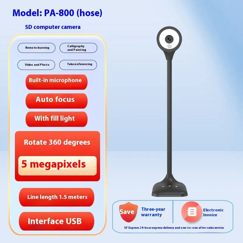 USB webcam with auto focus for computer video calls and streaming