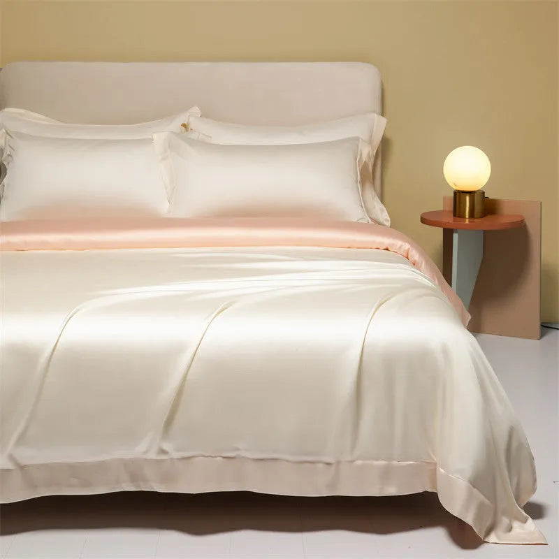Luxury Lenzing Tencel 200 thread count quilt cover and sheet set in Antique White with modern simplicity style