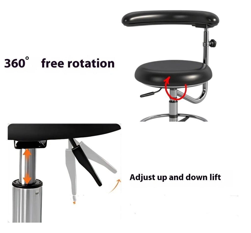 Black leather dental chair with lifting mechanism for dental hospital clinic use