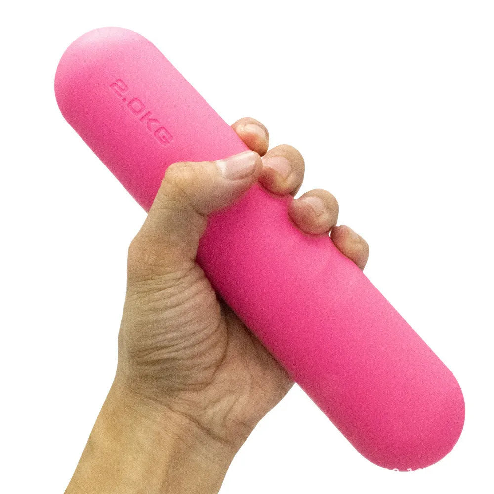 Silicone-edged hand-drawn dumbbell stick in various colours for fitness training
