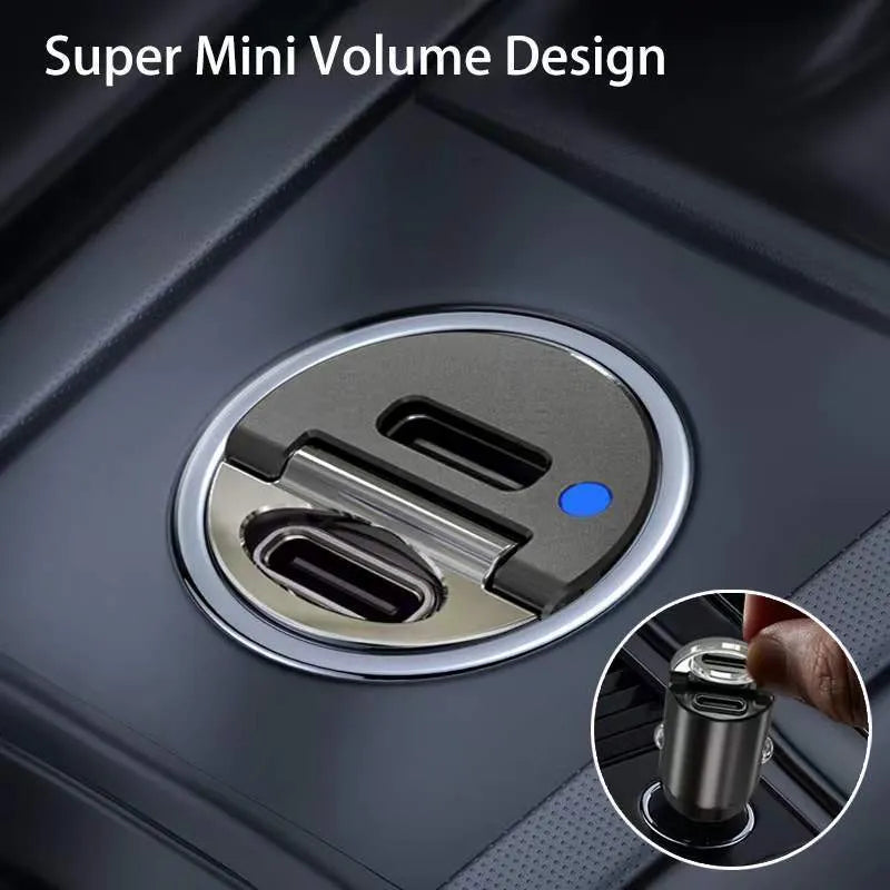 Mini 30W zinc alloy car cigarette lighter charger in black colour
