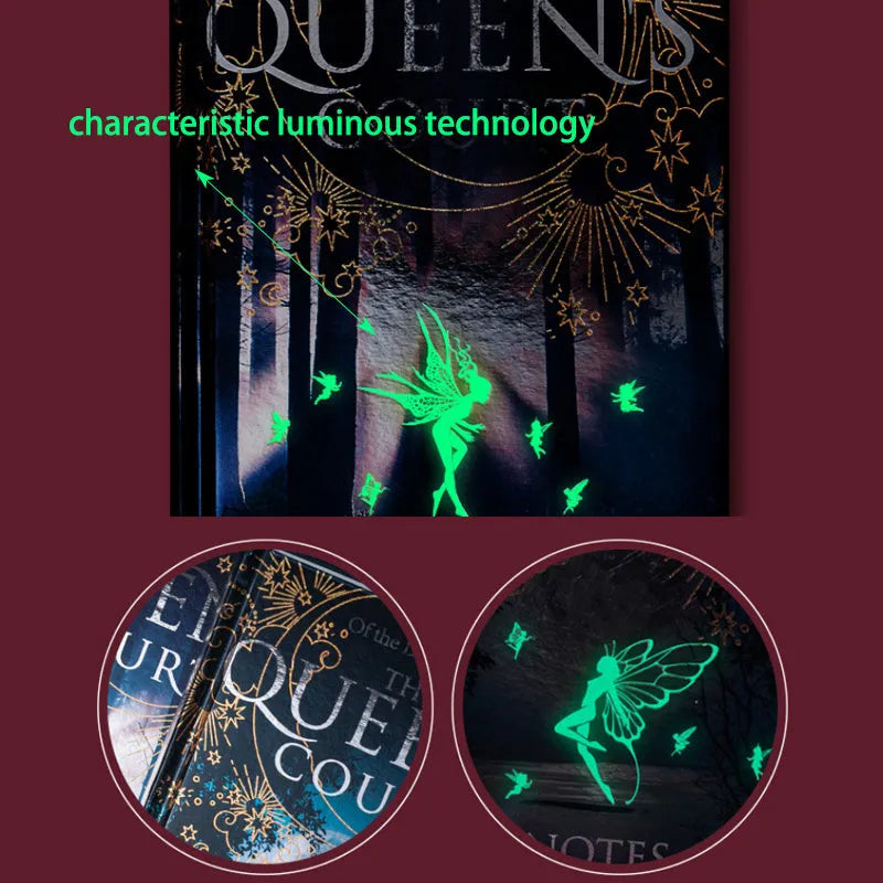 A5 luminous hardcover notebook with night elves artwork showing blue and purple colour options