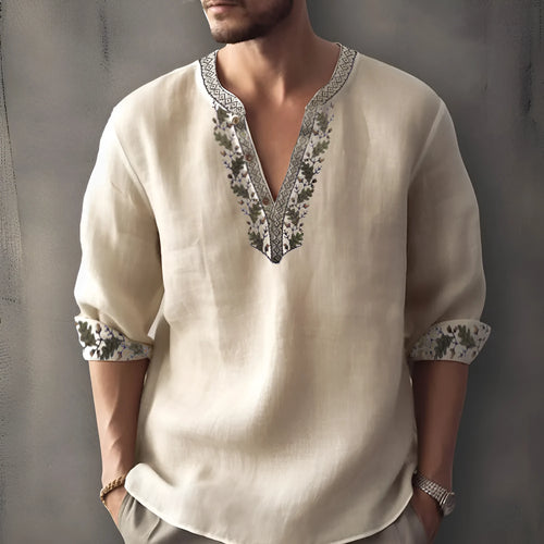 British style striped bamboo hemp shirt with 3D thermal transfer pattern for teenage summer wear