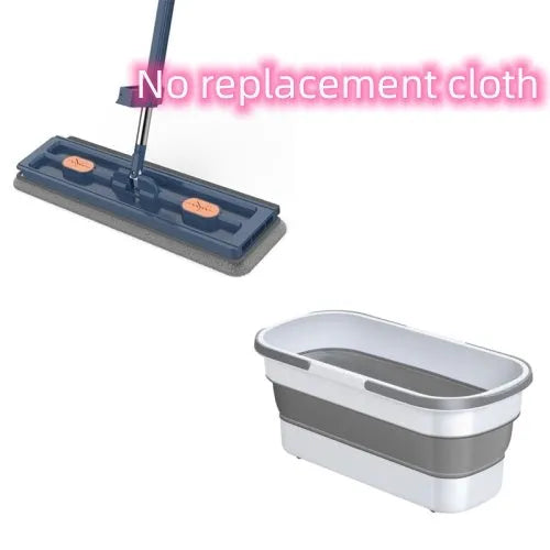 Large flat mop with stainless steel handle and 360 rotating head for hard floor cleaning