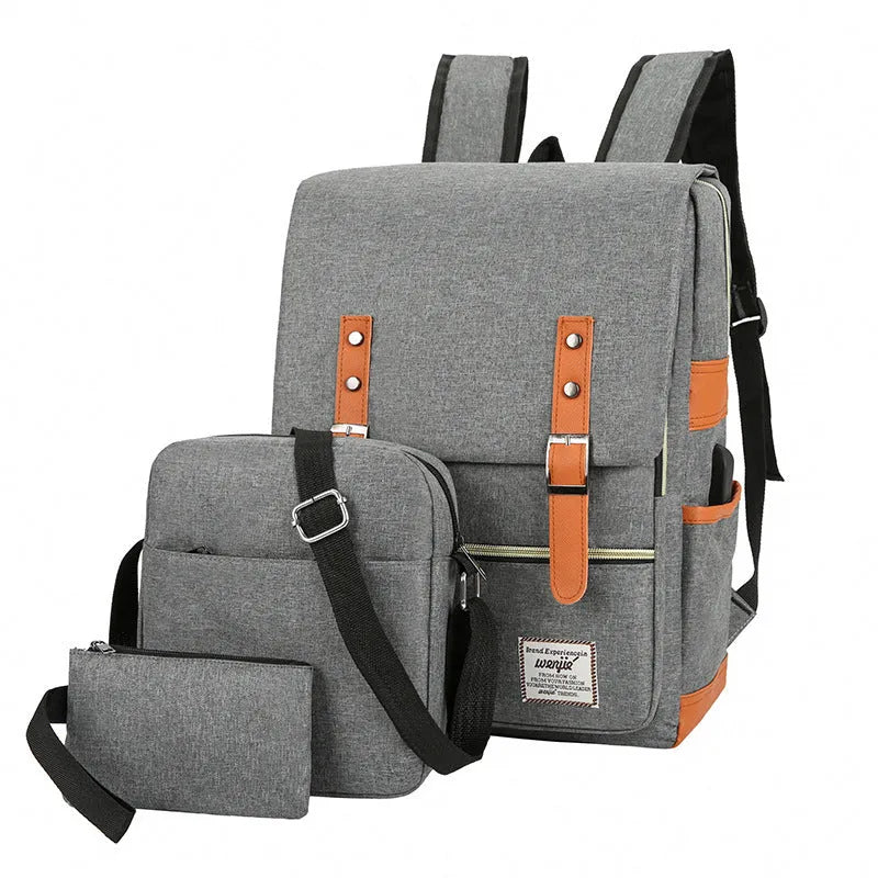 Three-piece business backpack in Oxford cloth with curved shoulder straps