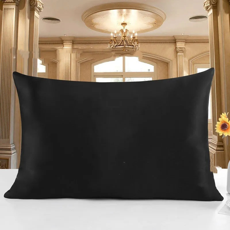 19 M double-sided silk pillowcase in apricot colour showing smooth texture and hem detail.