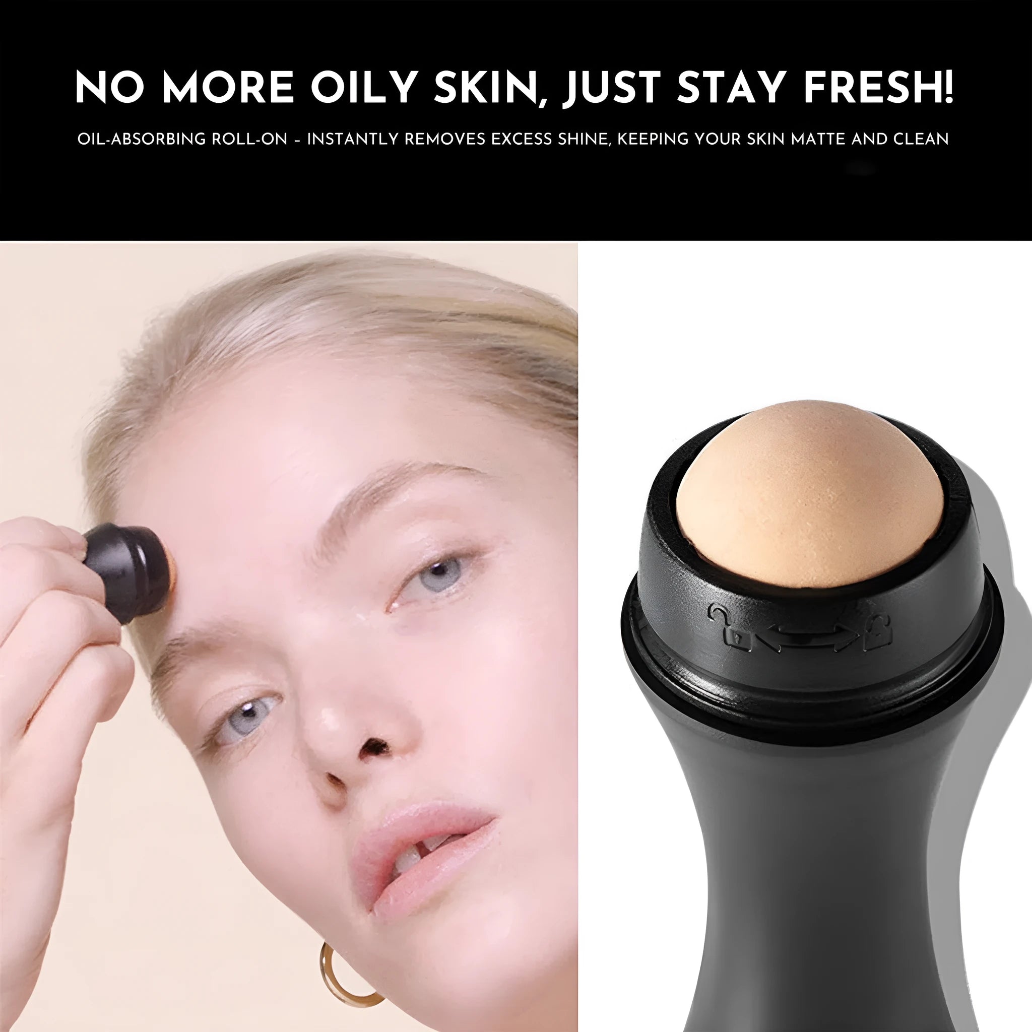 Portable volcanic stone facial roller for oily skin control in choice of colours