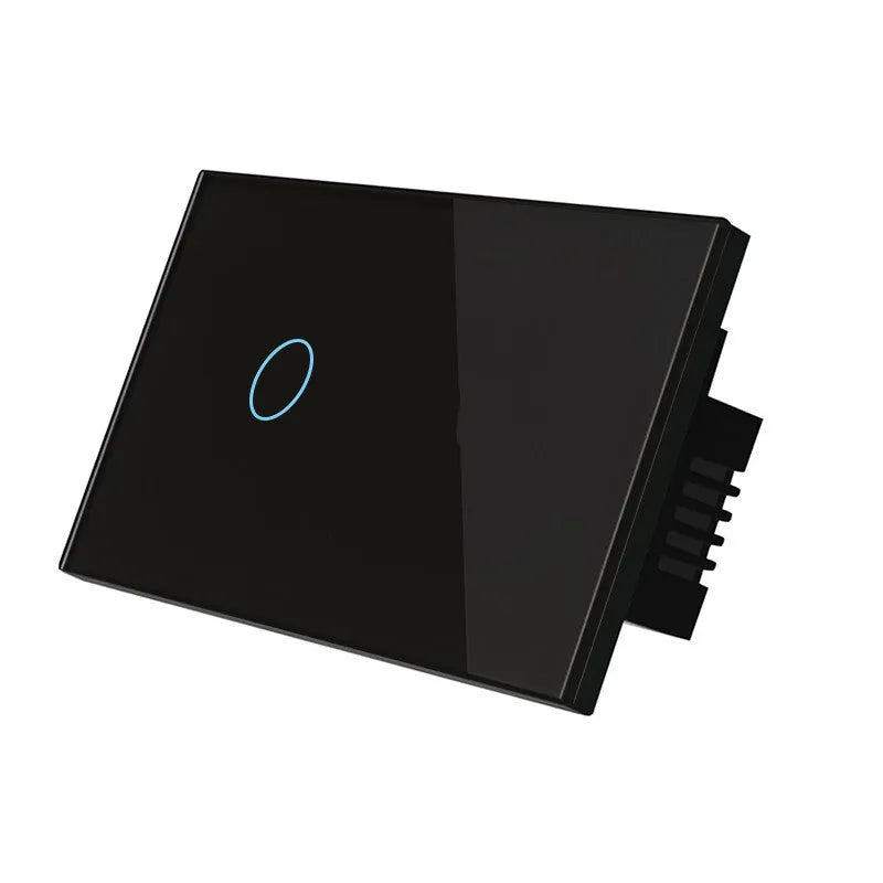 2-gang glass touch light switch with tempered glass panel and RF remote control