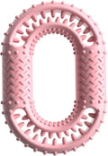 Blue O-ring shaped dog chew toy for aggressive chewers on a plain background.
