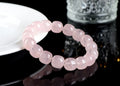 Pink bamboo crystal barrel bead bracelet with 11-12mm geometric beads and unisex design