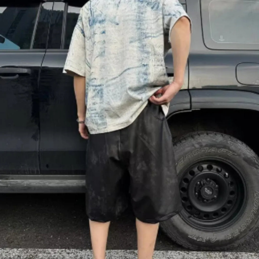 Korean-style loose fit solid colour t-shirt with round neck and short sleeves
