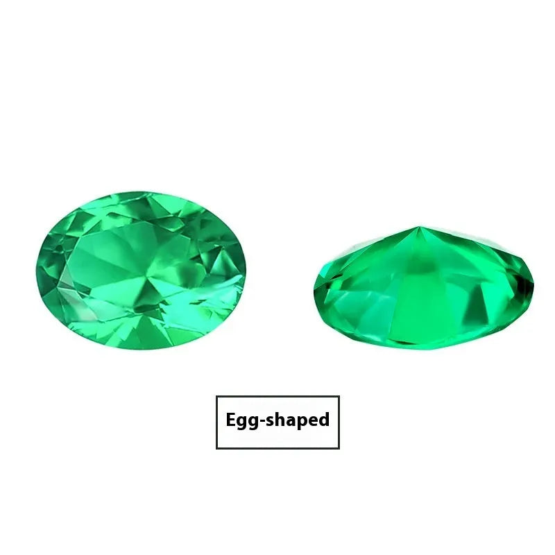 Columbia green synthetic emerald loose gemstone in round and rectangular emerald cut shapes