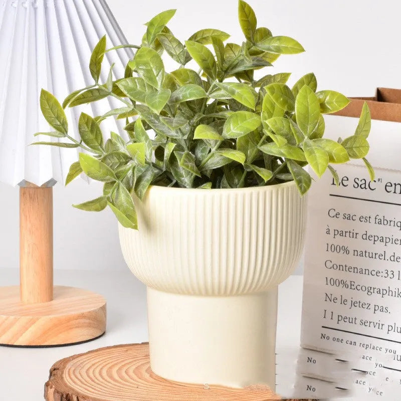 Roman column matte yellow ceramic flowerpot for indoor plants