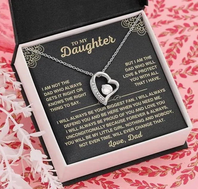 Hollow heart necklace on adjustable chain with gift box and card packaging