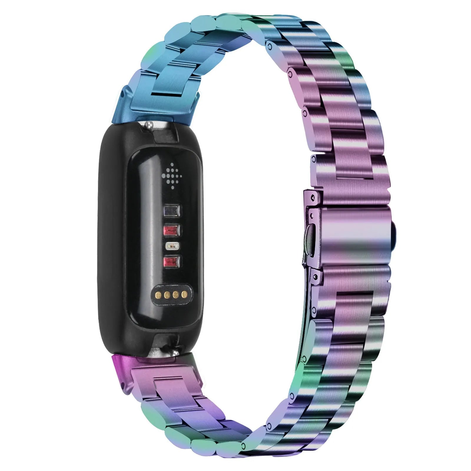 Stainless steel watch strap with three-beads design for Fitbit Inspire3 in multiple colours.