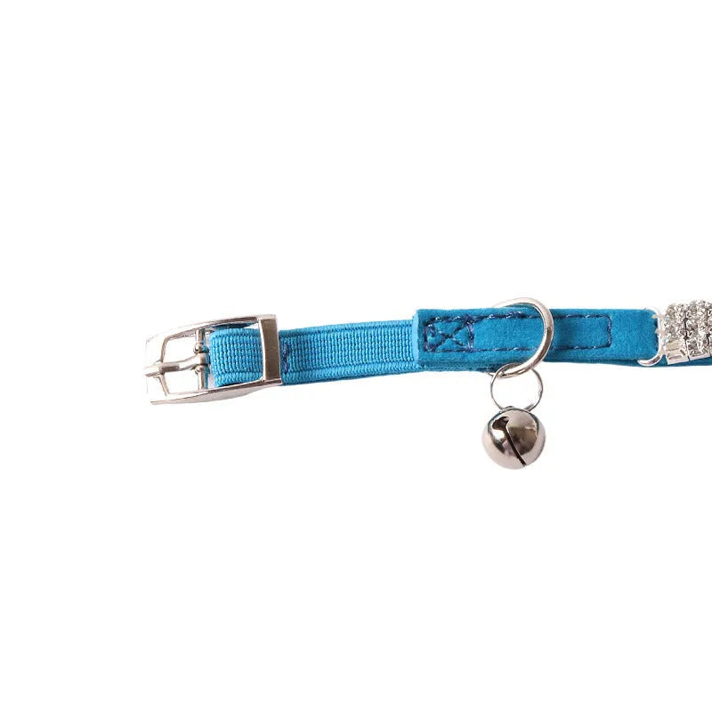 Soft flocking cat collar with elastic buckle in six colour options