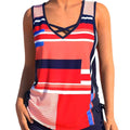 Women's printed split boxer swimsuit set with matching top and shorts