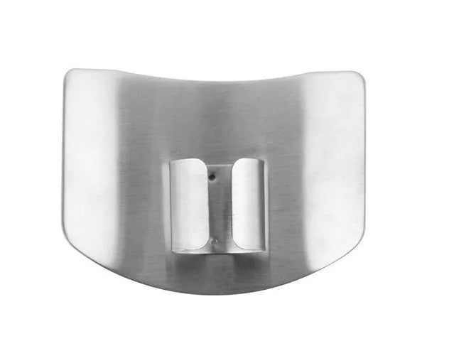 Stainless steel finger guard for kitchen use, shown in single and double-finger sizes.