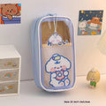 Transparent PVC pencil case with Korean cartoon pattern in vertical orientation