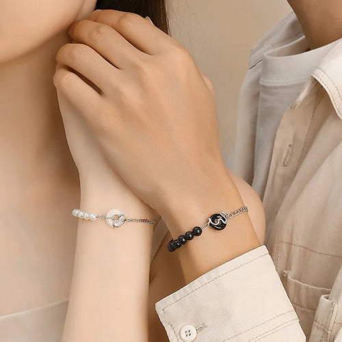 New Chinese style snake zodiac bracelet in 925 sterling silver with a peace buckle clasp, shown in male and female variants.