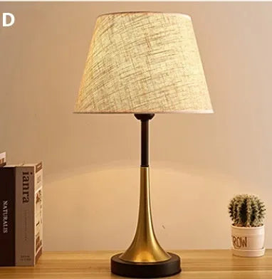 Brown retro alloy bedside lamp with dimmable LED lighting and speaker-style design