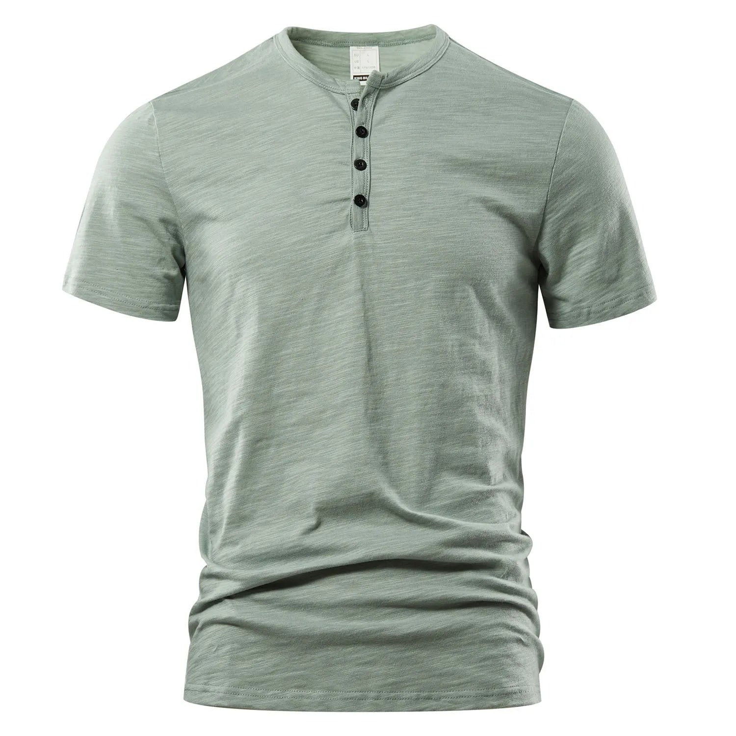 Men's solid colour slub cotton short sleeve pullover in British style, shown in wine red.