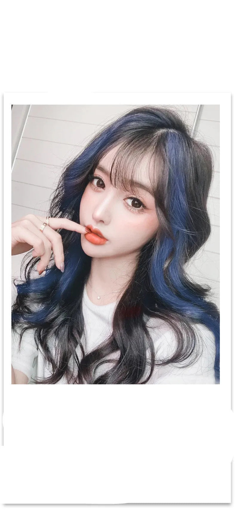 Long curly gradient hair wig patch in mixed silk material, showing 60cm length and vibrant colour options.