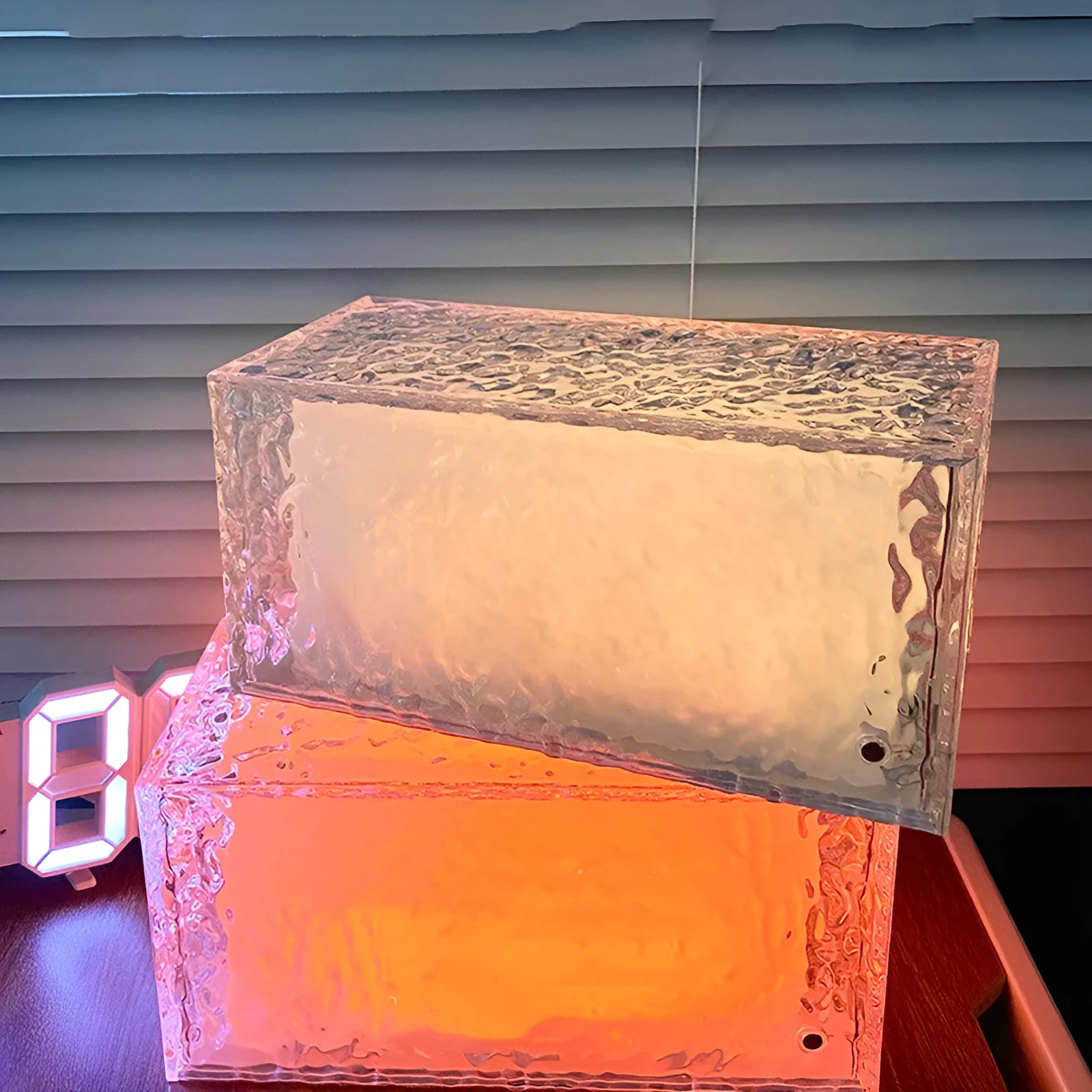 Geometric ice cube shaped acrylic night lamp with soft colour changing illumination