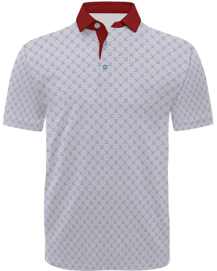 Man wearing a grey 3D printed short sleeve T-shirt with zipper decorations on the sleeves.