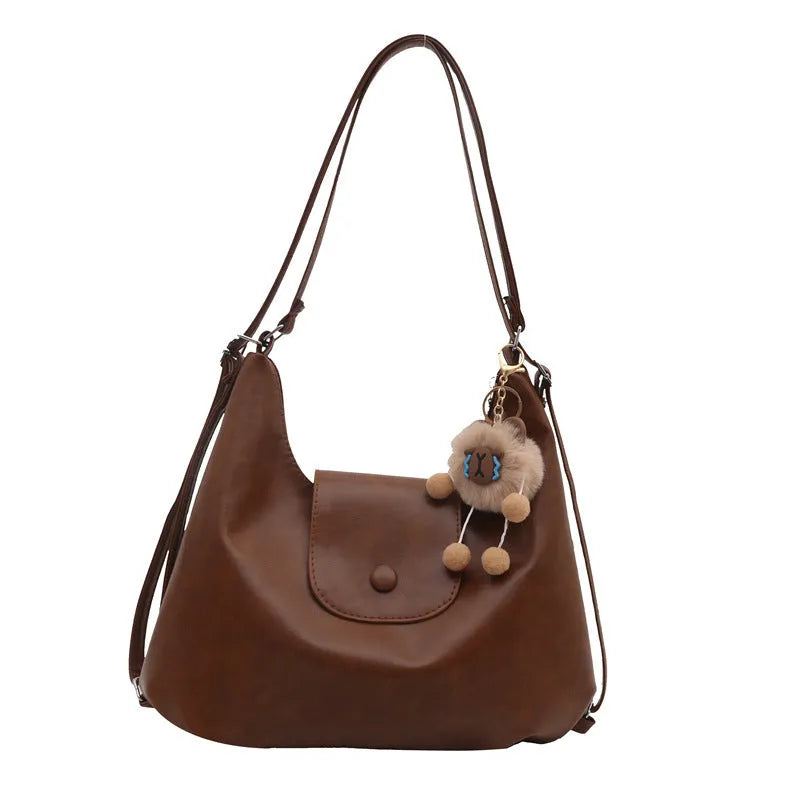Textured PU women's shoulder bag in horizontal square shape with single strap