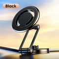 Telescopic folding car phone holder with magnetic suction dashboard mount in black or silver