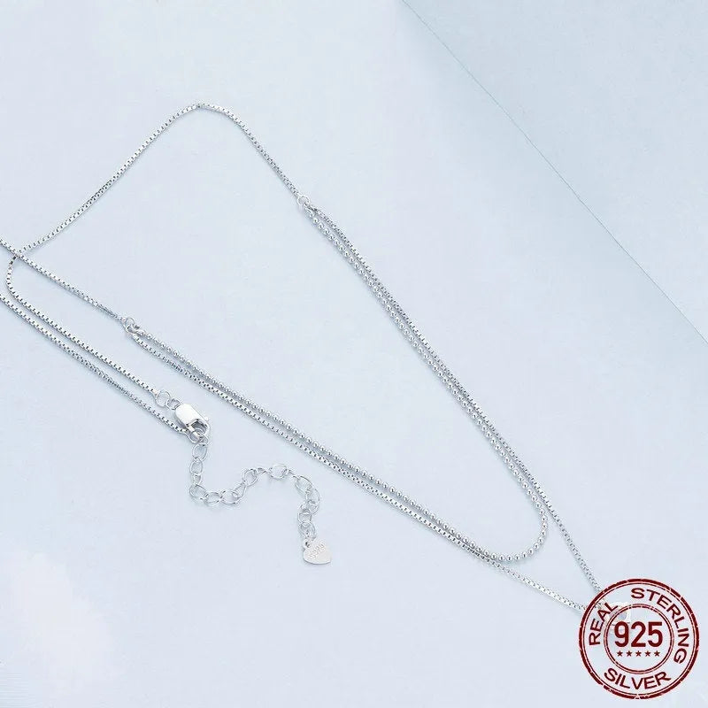S925 sterling silver double-layer necklace with pearl chain style and pendant