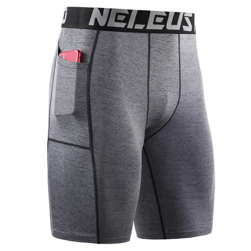 Men's black quick-dry polyester running shorts for summer fitness and sports