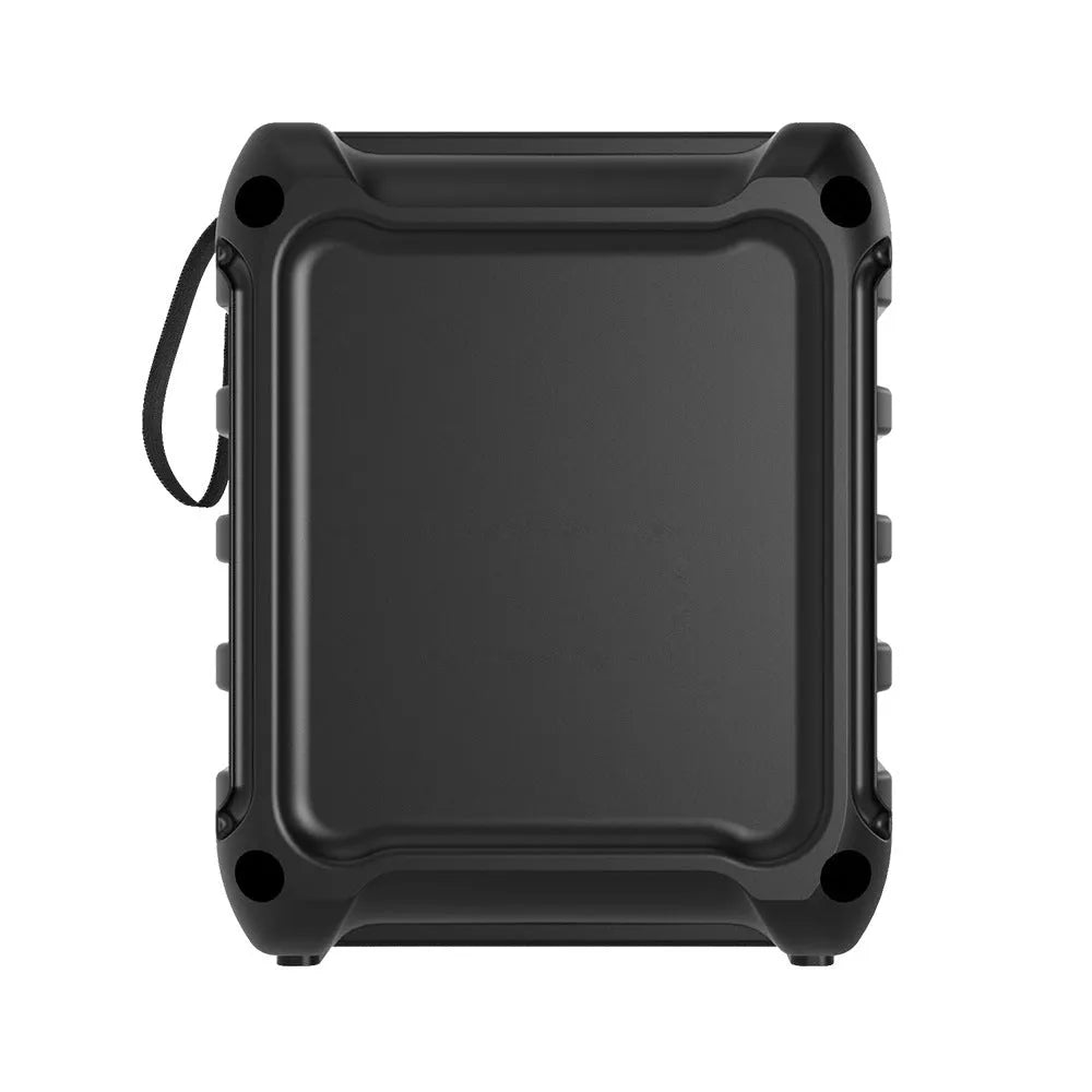 Portable Bluetooth speaker with USB charging cable and compact radio-style design