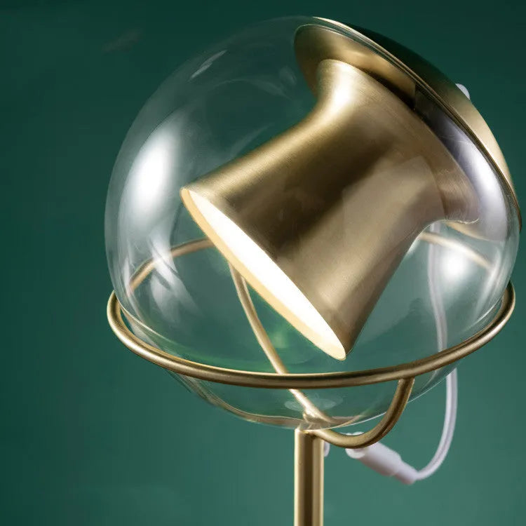 Glass desk lamp with dimmable LED light and touch switch control