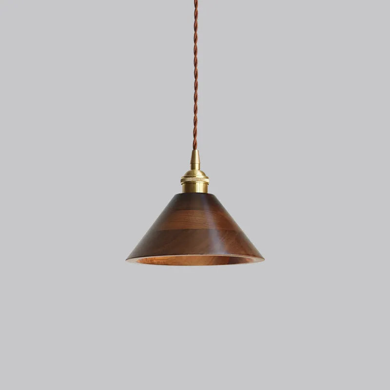 Copper and black walnut wood art single-head droplight chandelier with E27 holder