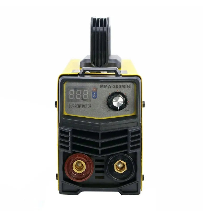MMA-200MIN 220V DC welding machine with welding tongs, grounding clamps, face shield, and brush hangers