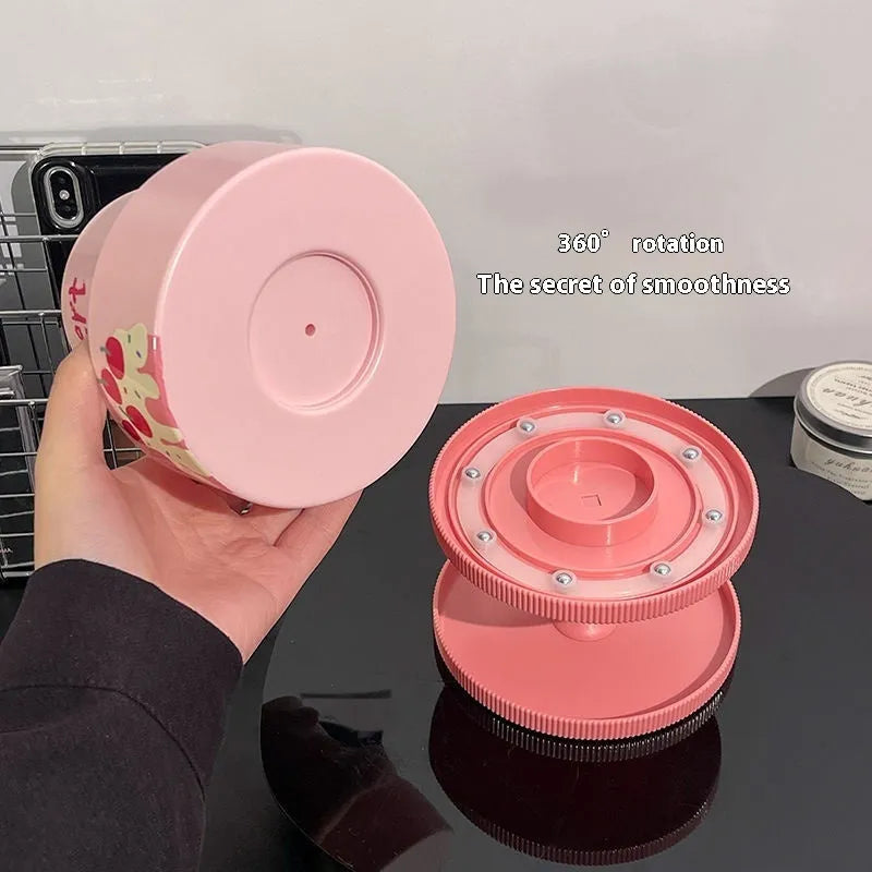 Japanese-style rotating cosmetic brush barrel in beige colour showing 18-litre capacity interior
