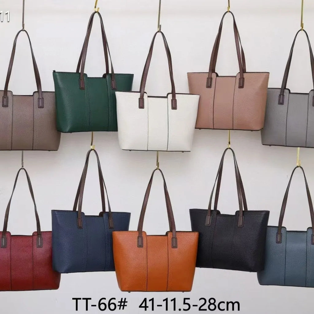 Genuine leather women's commuter shoulder bag in box-type shape with sewing line detailing and mobile phone compartment
