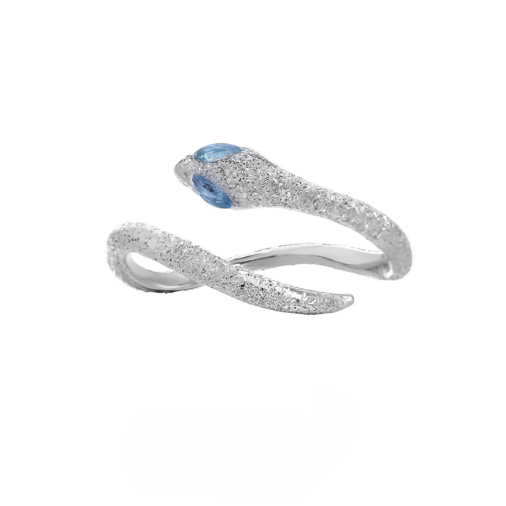 Women's adjustable silver snake ring with electroplated platinum colour finish and original animal zodiac design