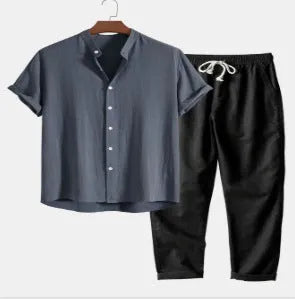 Men's slim fit shirt and trousers set with floral printed pattern in green colour option
