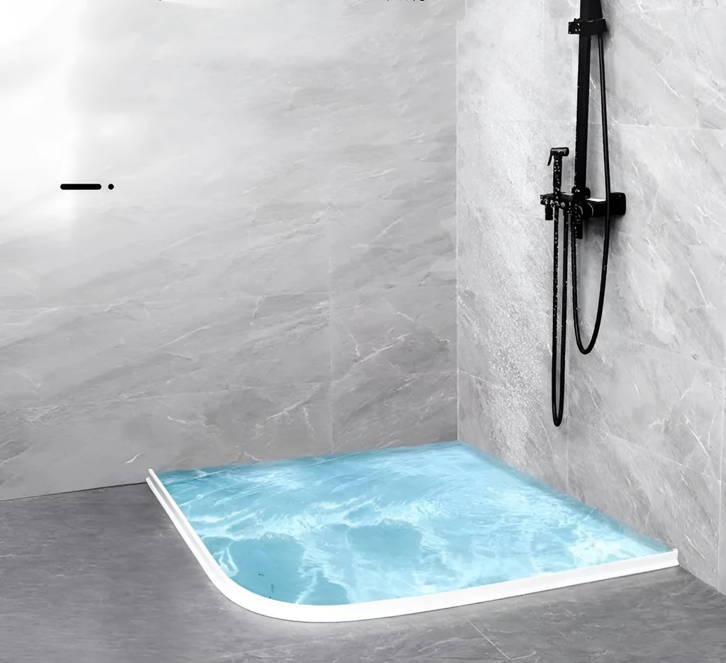 Flexible TPE bathroom water blocking strip in black, white, and grey colour options