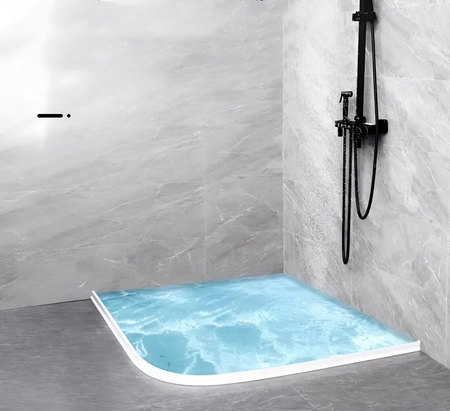 Flexible TPE bathroom water blocking strip in black, white, and grey colour options