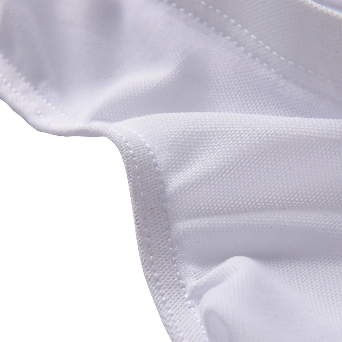 Men's black quick-dry nylon low waist triangle brief fashion shorts laid flat