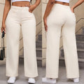 Women's high-waisted apricot wide-leg straight jeans made from elasticated cotton.