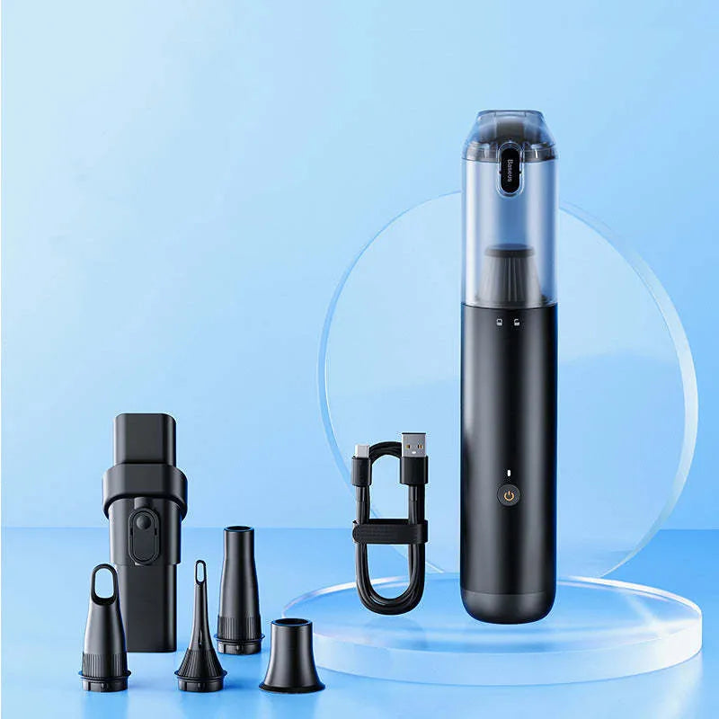 Wireless handheld car vacuum cleaner in black with 135W power and Type-C charging port
