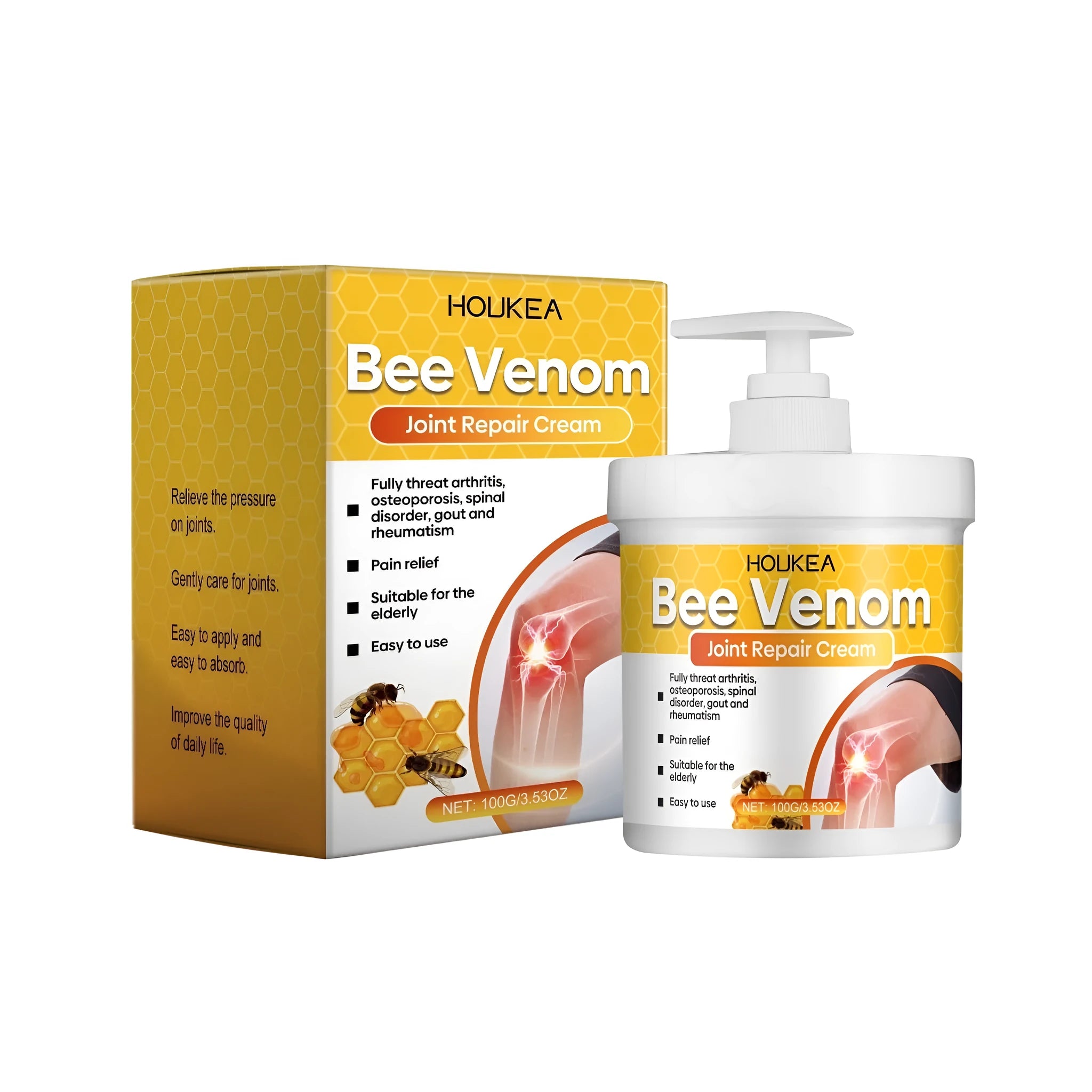 100g jar of joint repair cream with bee venom and chamomile ingredients
