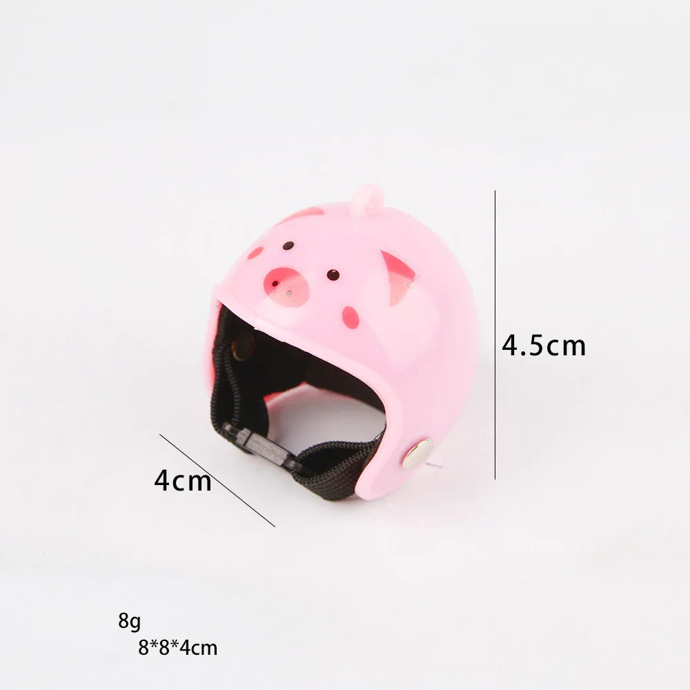 Adjustable pet helmet for small chickens and birds with elastic bands and costume designs