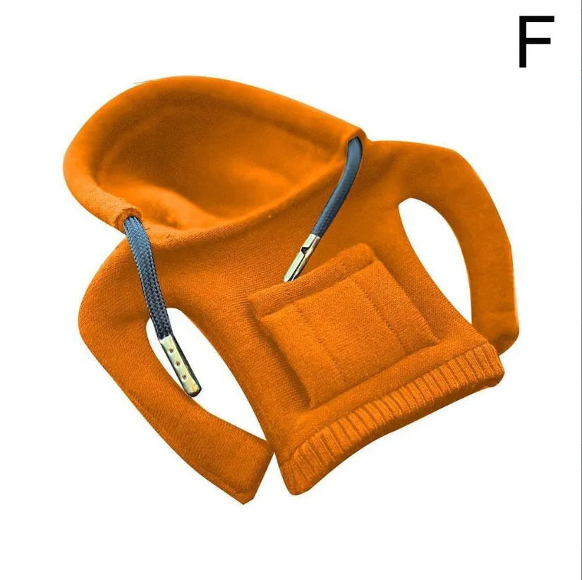 Blue cloth gear shift knob hoodie cover on a car gear lever