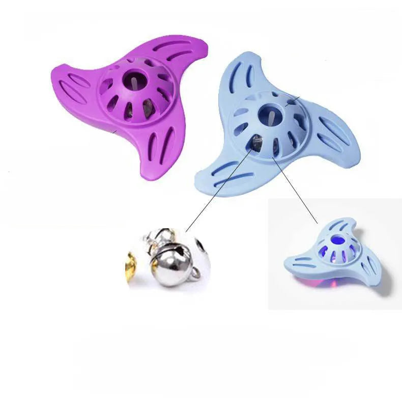 Blue boomerang-shaped dog chew toy with textured edges for medium and large breed dogs